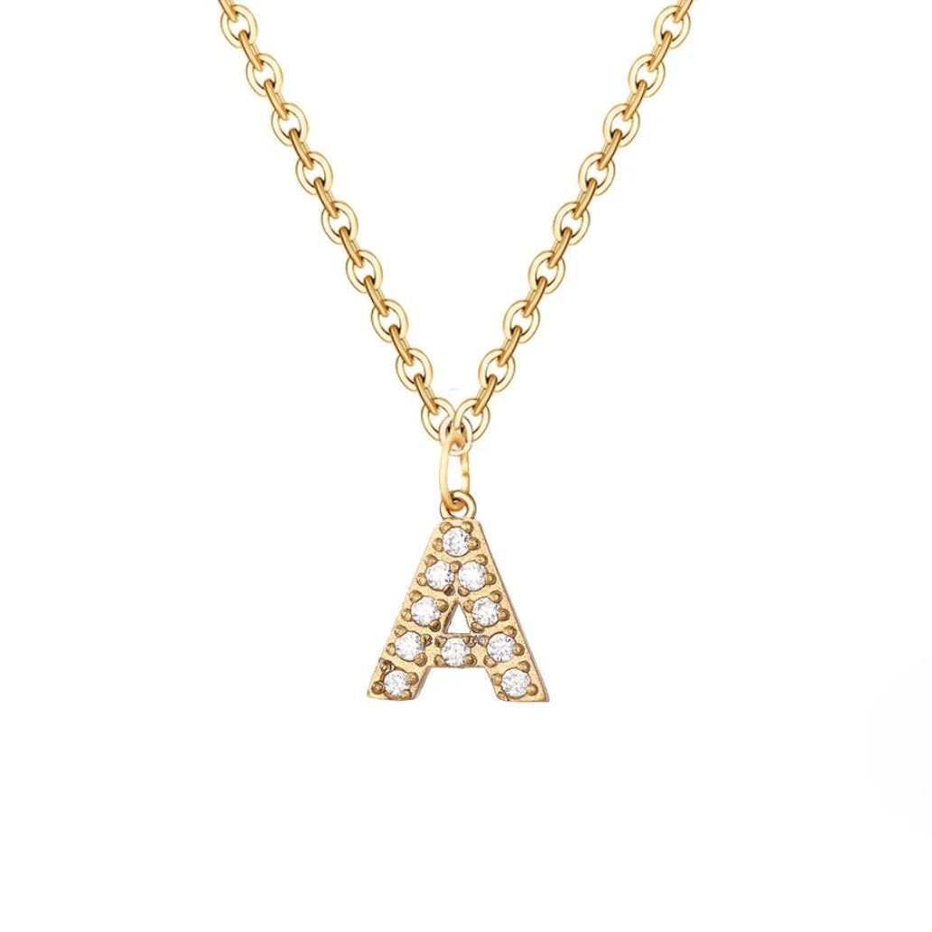 Vioraia Crystal Letter Charm Necklace