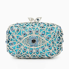Vioraia Crystal Evil Eye Clutch Bag - Sky Blue
