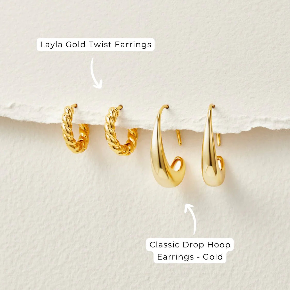Vioraia Classic Drop Hoop Earrings