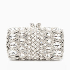 Vioraia (CS) Reina Rhinestones Crystals Clutch Bag - Silver
