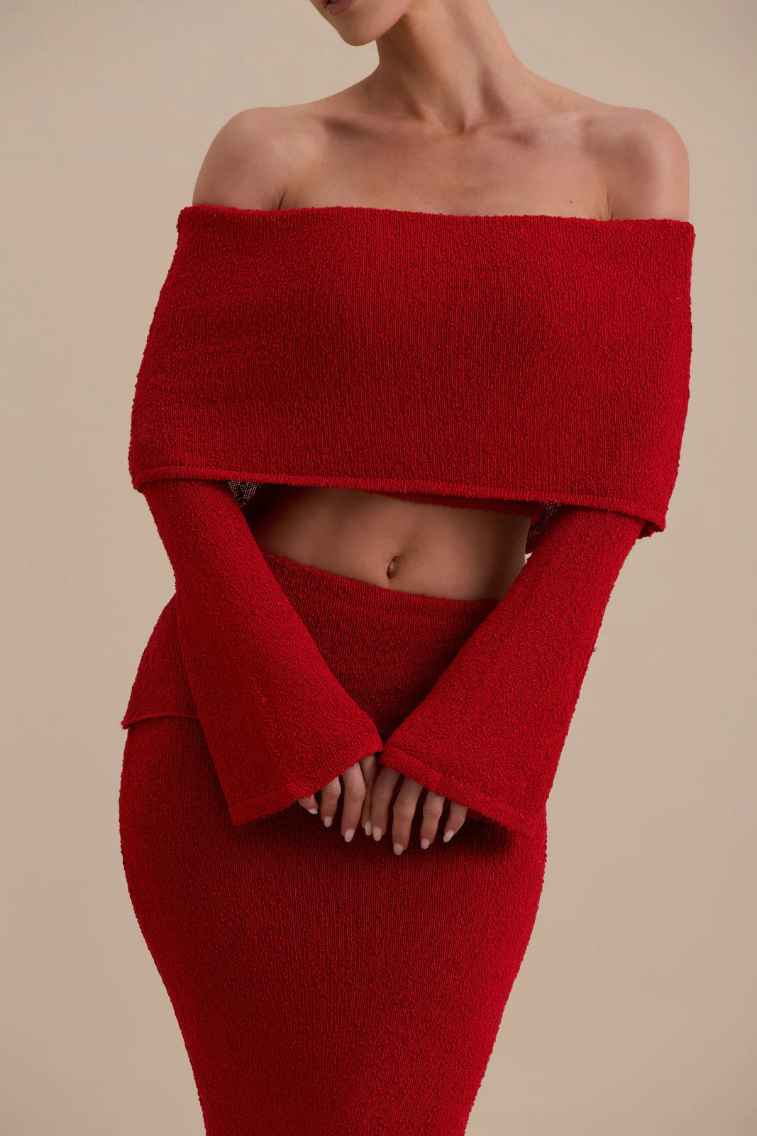 YASMIN BOUCLE KNIT CO-ORD | RED