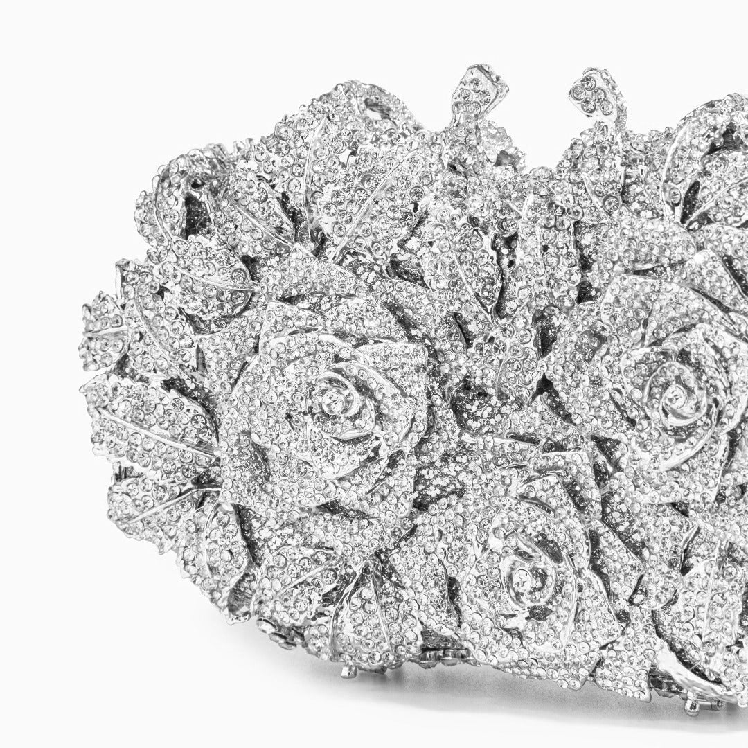 Vioraia Cecilia Rose Clutch Bag - Silver