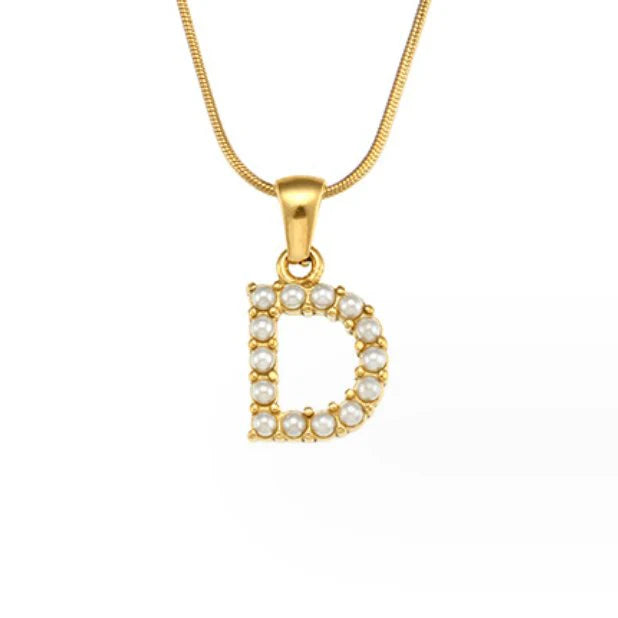 Vioraia Letter Pearl Charm Necklace