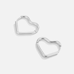Vioraia Heart Silver Hoops