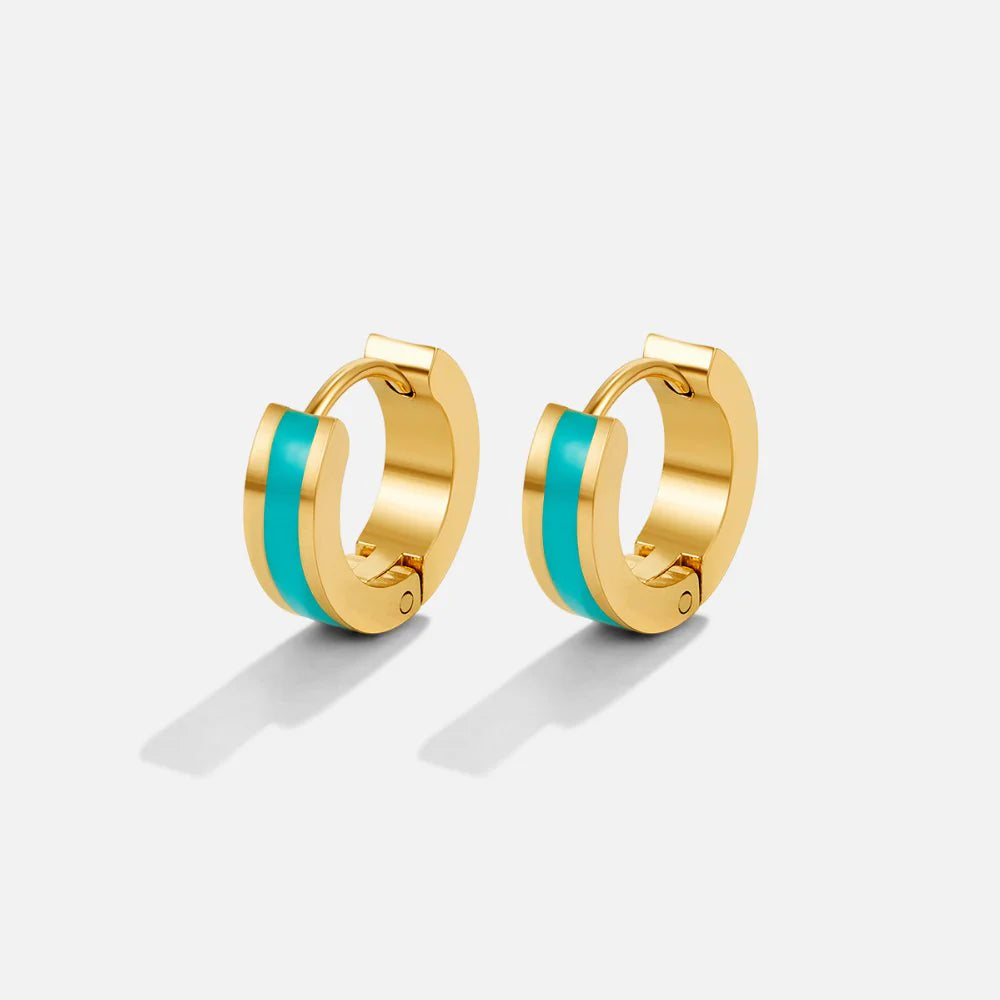 Vioraia Leigh Teal Hoop Earrings