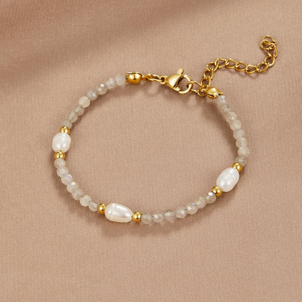 Vioraia Moonstone & Pearl Bead Bracelet