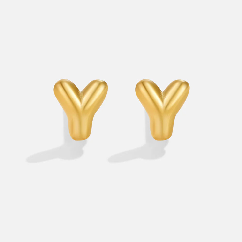 Vioraia Gold Bubble Letter Earrings