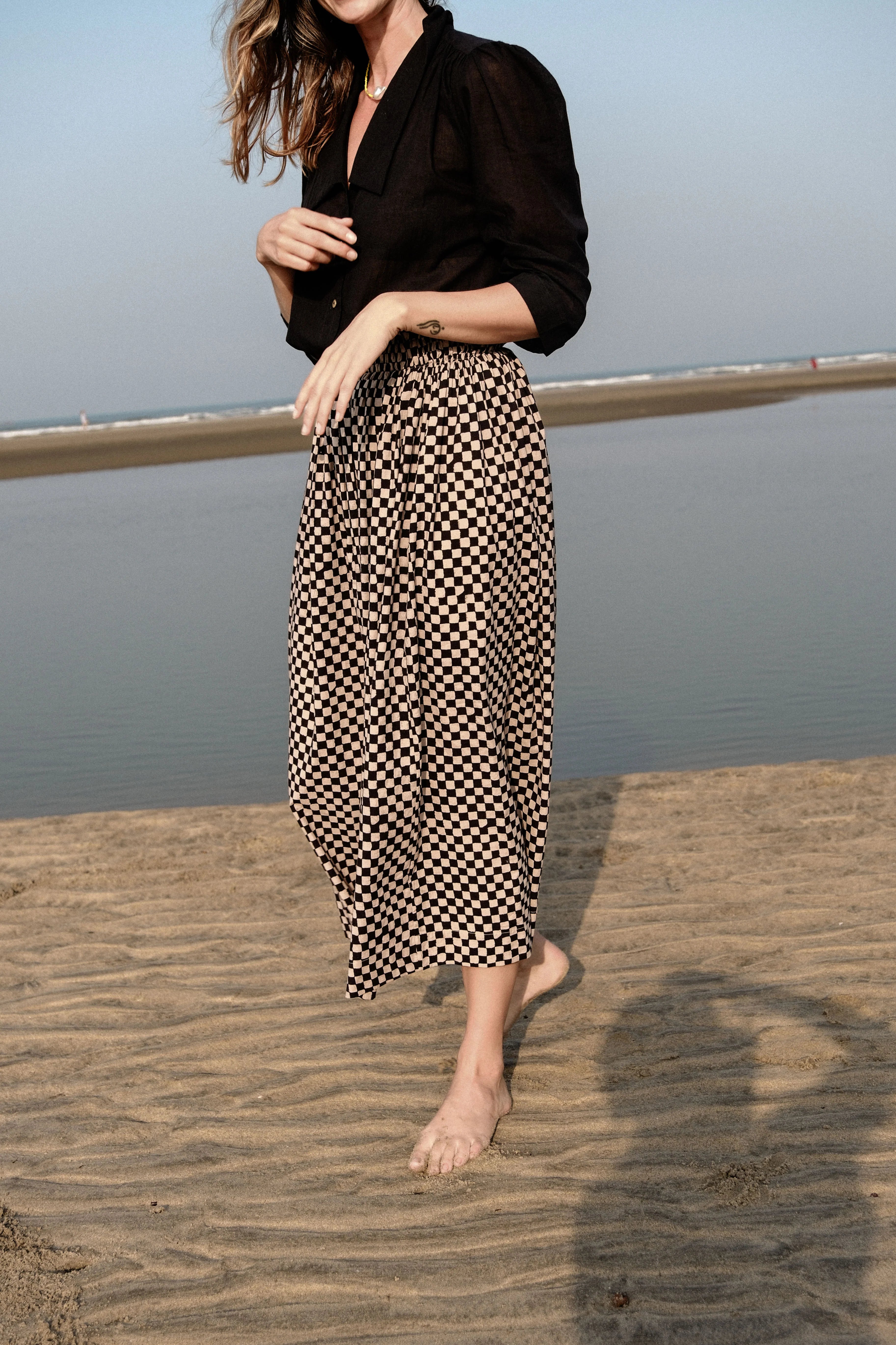 Block Printed Black Skirt