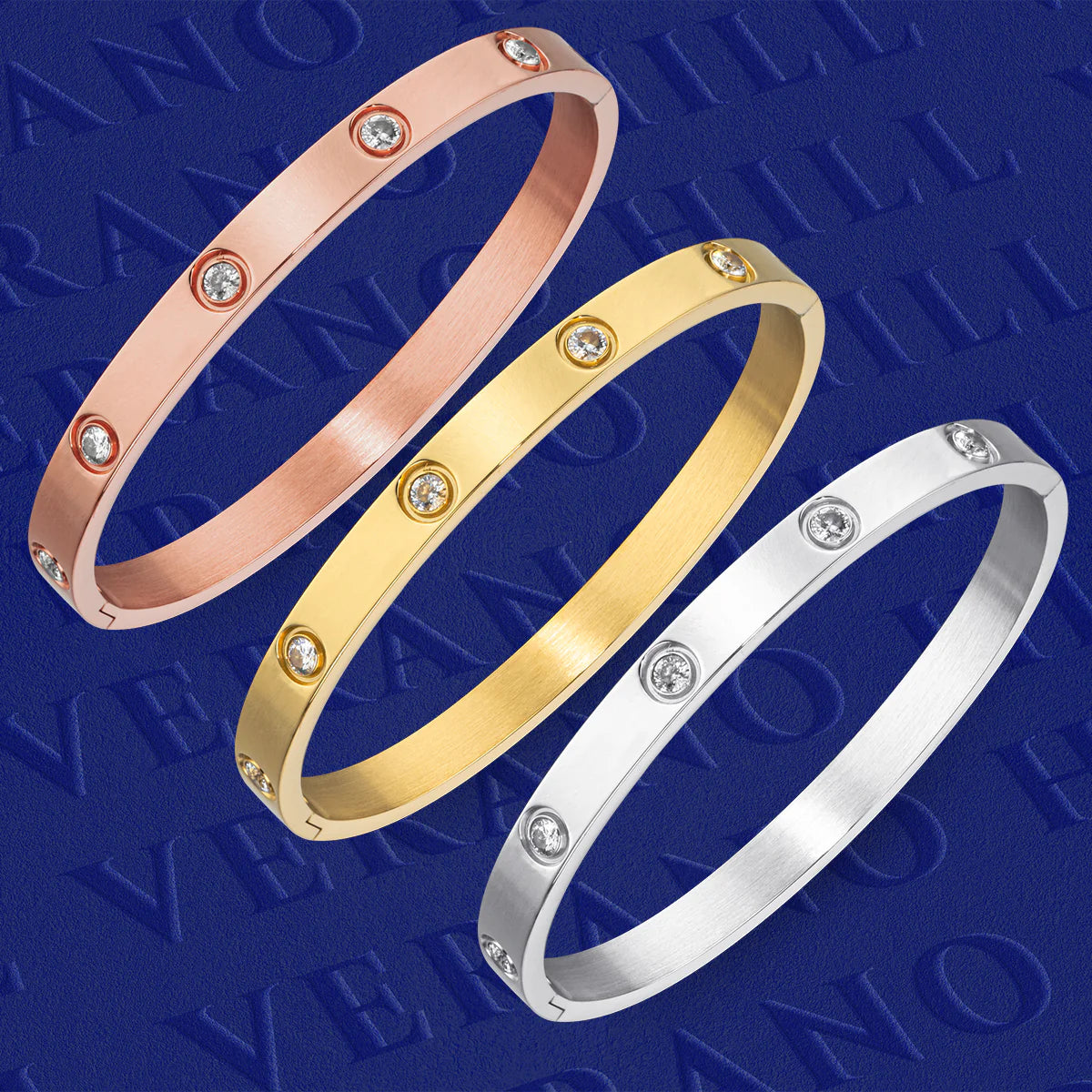 Vioraia Studded Sparkling Stones All Around Bangle