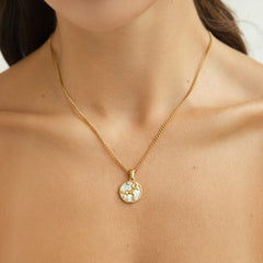 Vioraia White Shell Zodiac Coin Necklace