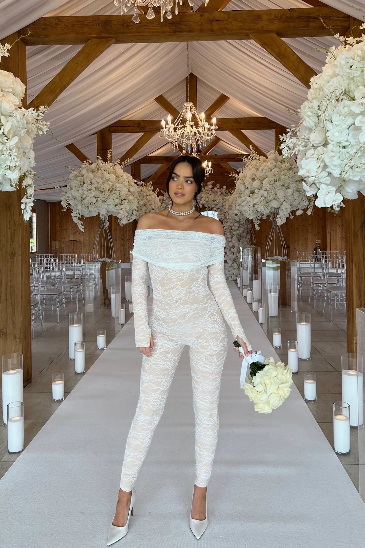 RIRI JUMPSUIT | WHITE LACE - SALE