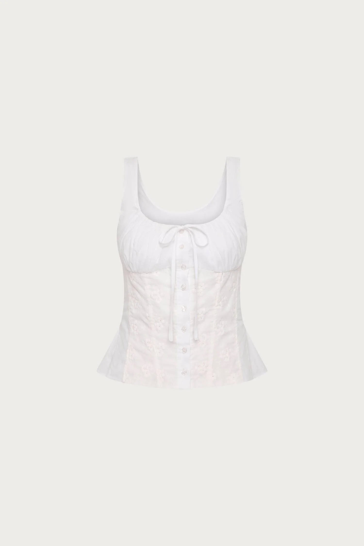 Peplum Embroidered Top | White