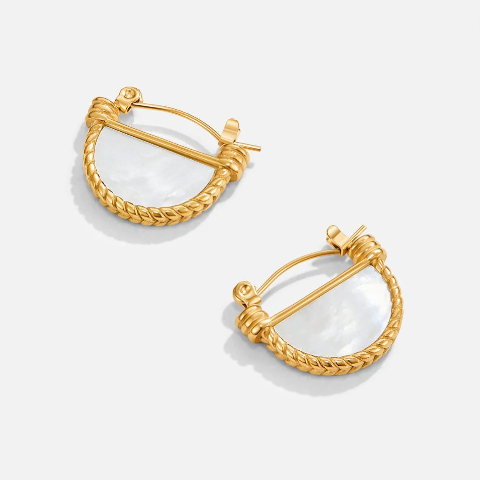 Vioraia Adelfa White Shell Hoop Earrings