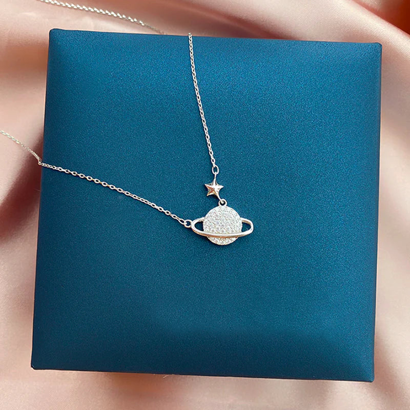 Vioraia Sparkling Saturn Necklace