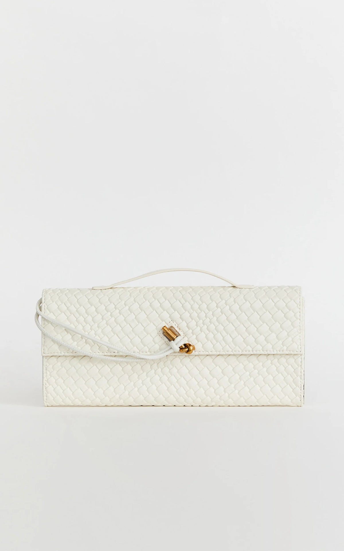 Vioraia Krizza Bag - Woven Clutch Bag in White