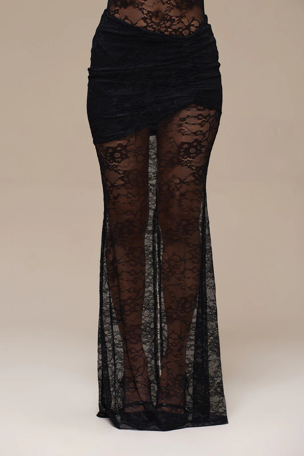 BRITNEY LACE MAXI SKIRT | BLACK