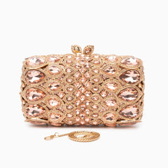Vioraia (CS) Reina Rhinestones Crystals Clutch Bag - Rose Gold