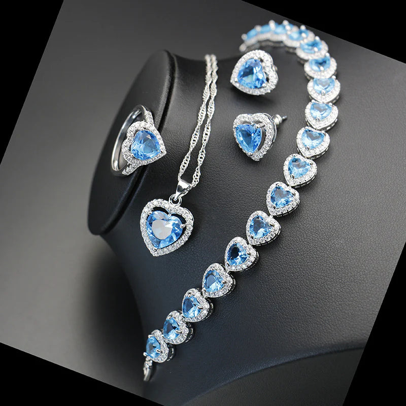 Vioraia Sparkling Crystal Heart Jewelry Set