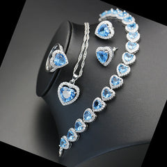 Vioraia Sparkling Crystal Heart Jewelry Set