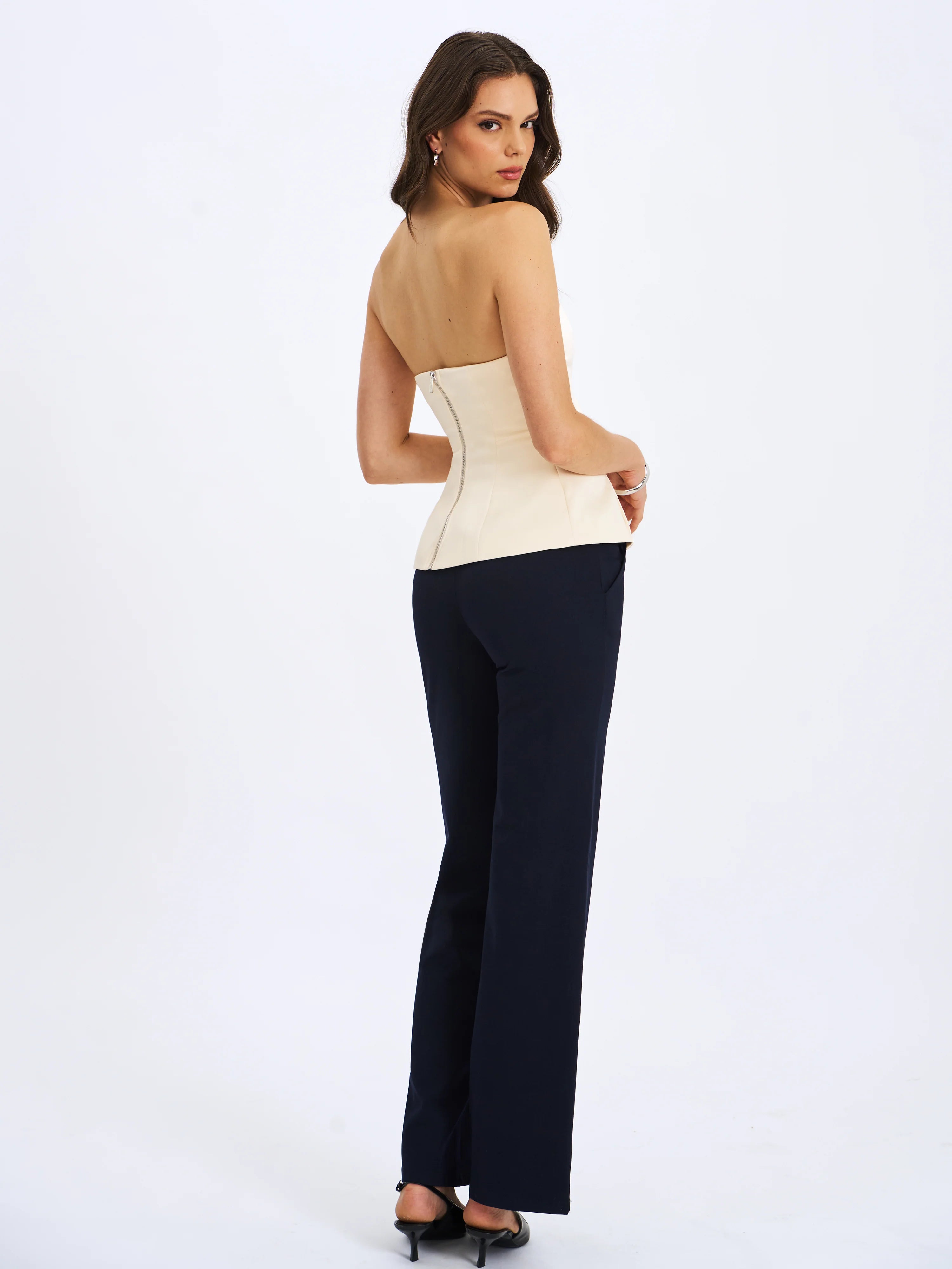 Yanin Navy Low-Rise Straight Leg Pants