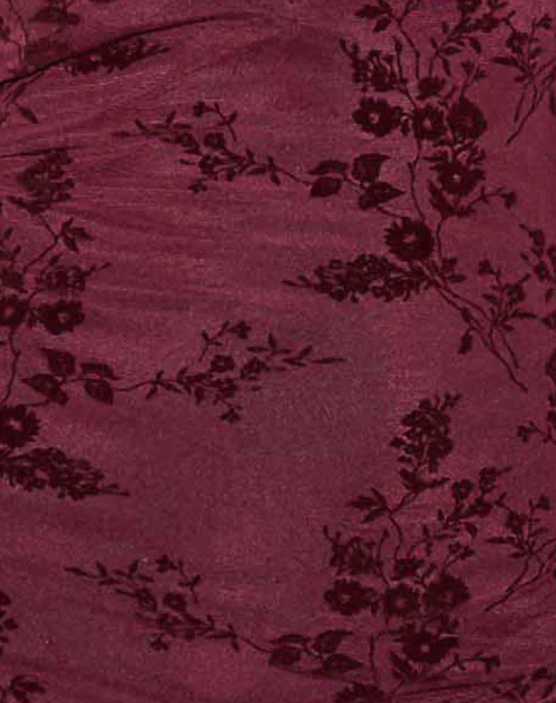 Sriti Mini Dress in Botanical Flower Maroon