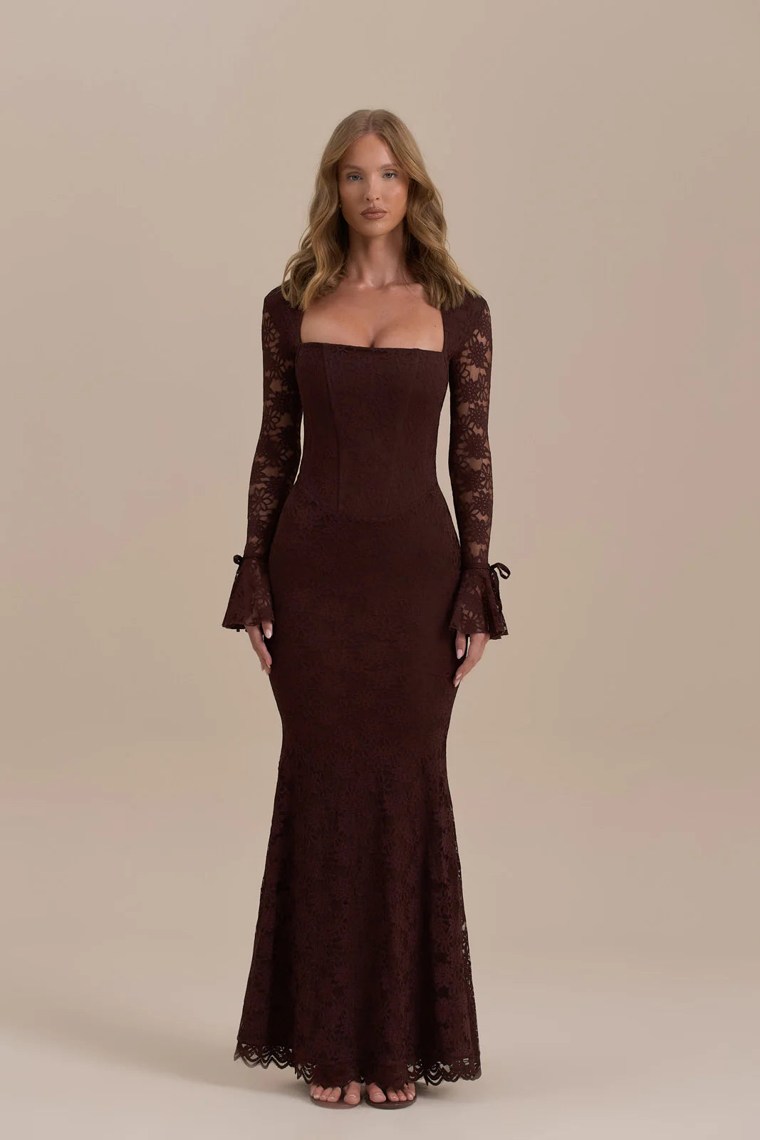 JULIETTE LACE MAXI DRESS | CHOCOLATE
