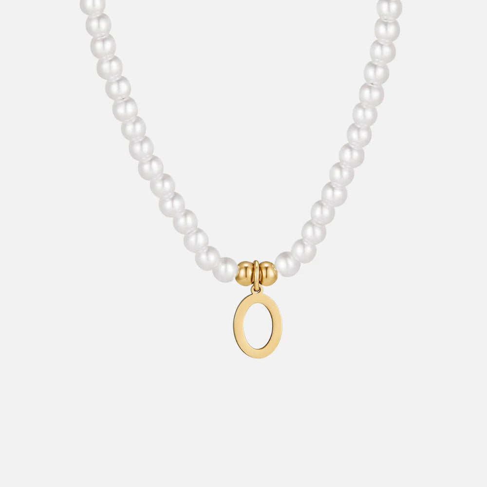 Vioraia Letter Pearl Necklace
