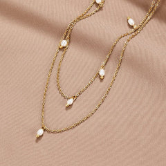 Vioraia Kayla Pearl Drop Layered Necklace