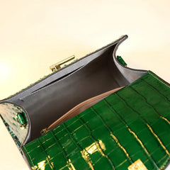 Vioraia Genuine Leather Crocodile Crossbody Bag