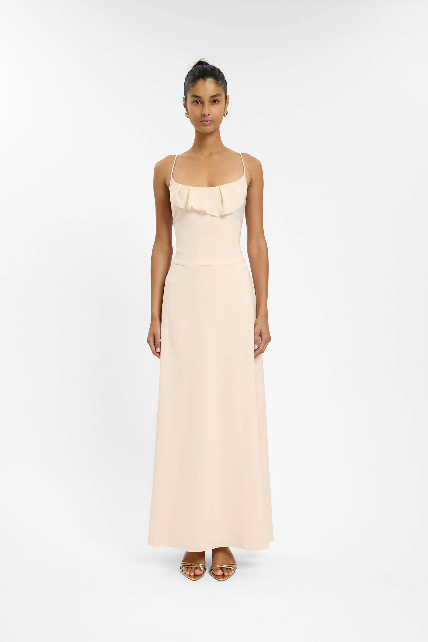 Frill Backless Maxi Dress | Blush Satin