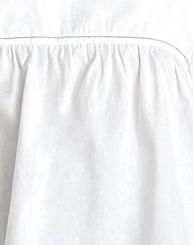 Sanaly Mini Dress in White with Navy Babylock