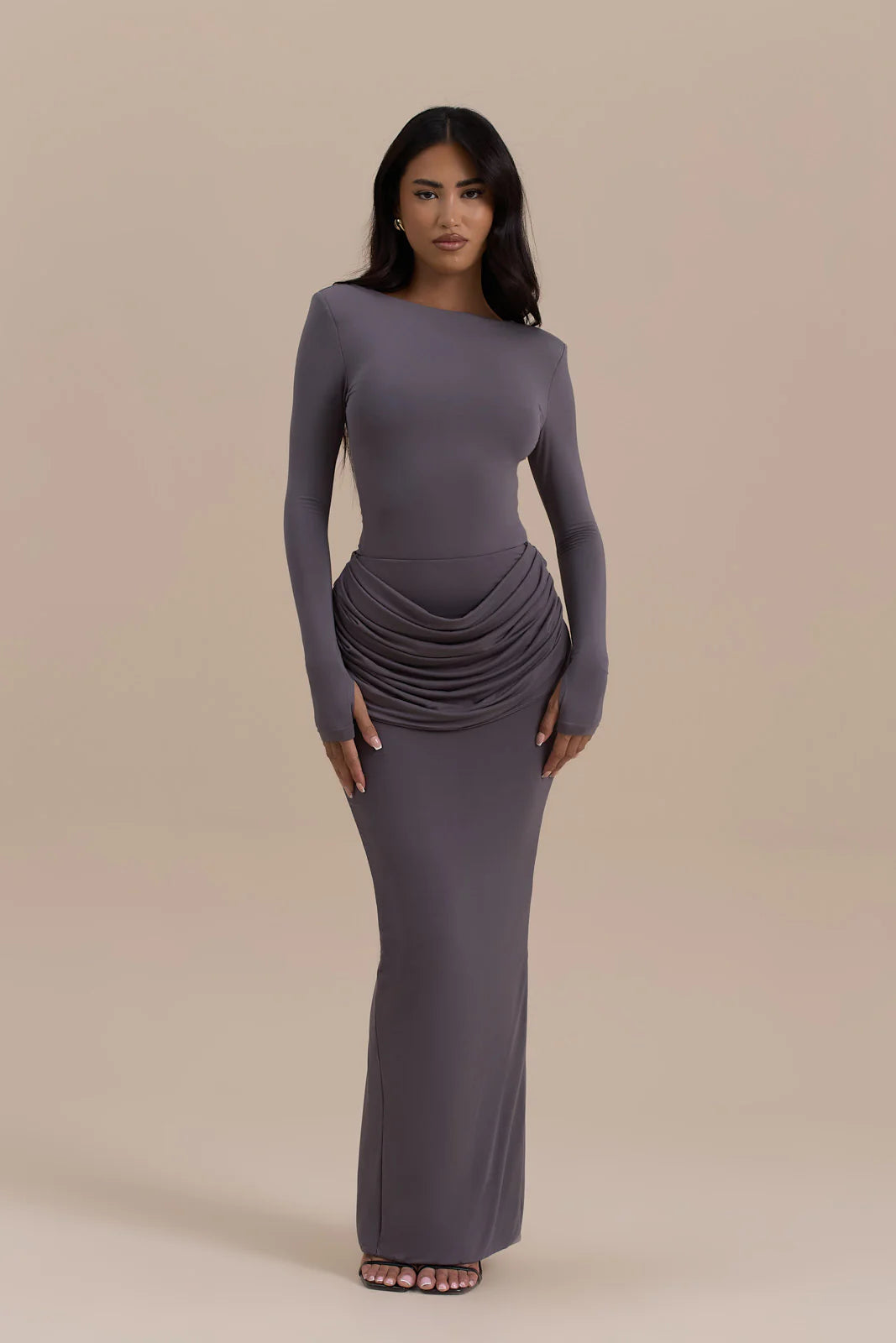 ASHTIN BOAT NECK BODYSUIT | SLATE GREY