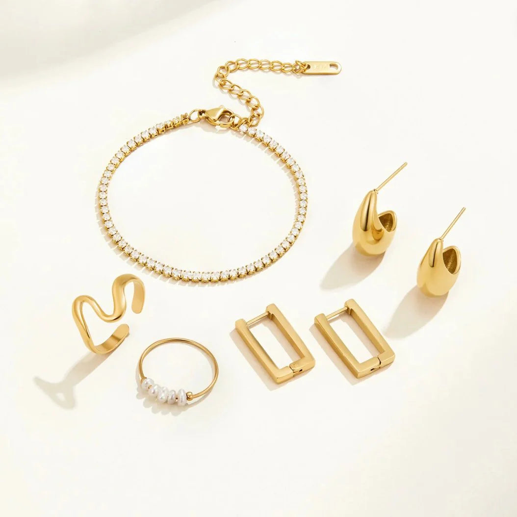 Vioraia Gold Rectangle Hoop Earrings