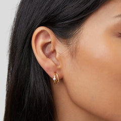 Vioraia Layered Crystal Gold Hoop Earrings