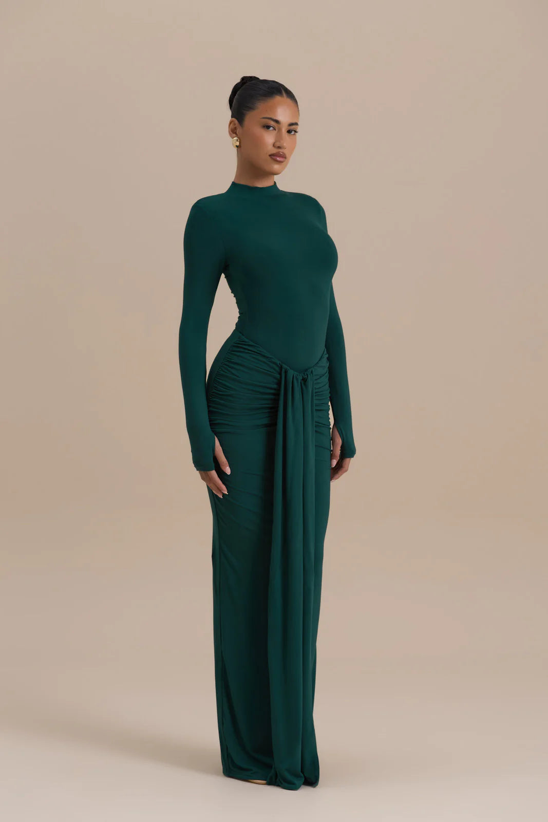 NARA DRAPE MAXI SKIRT | EMERALD