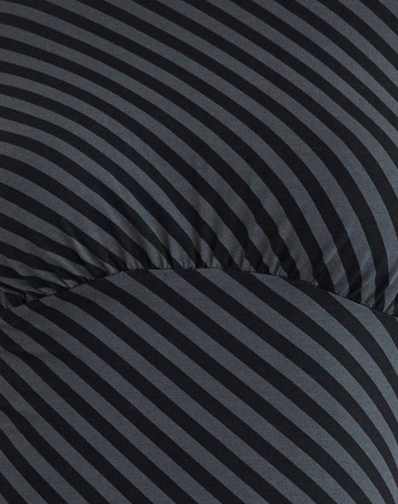 Hongsai Mini Dress in Oblique Stripe Ocean Storm
