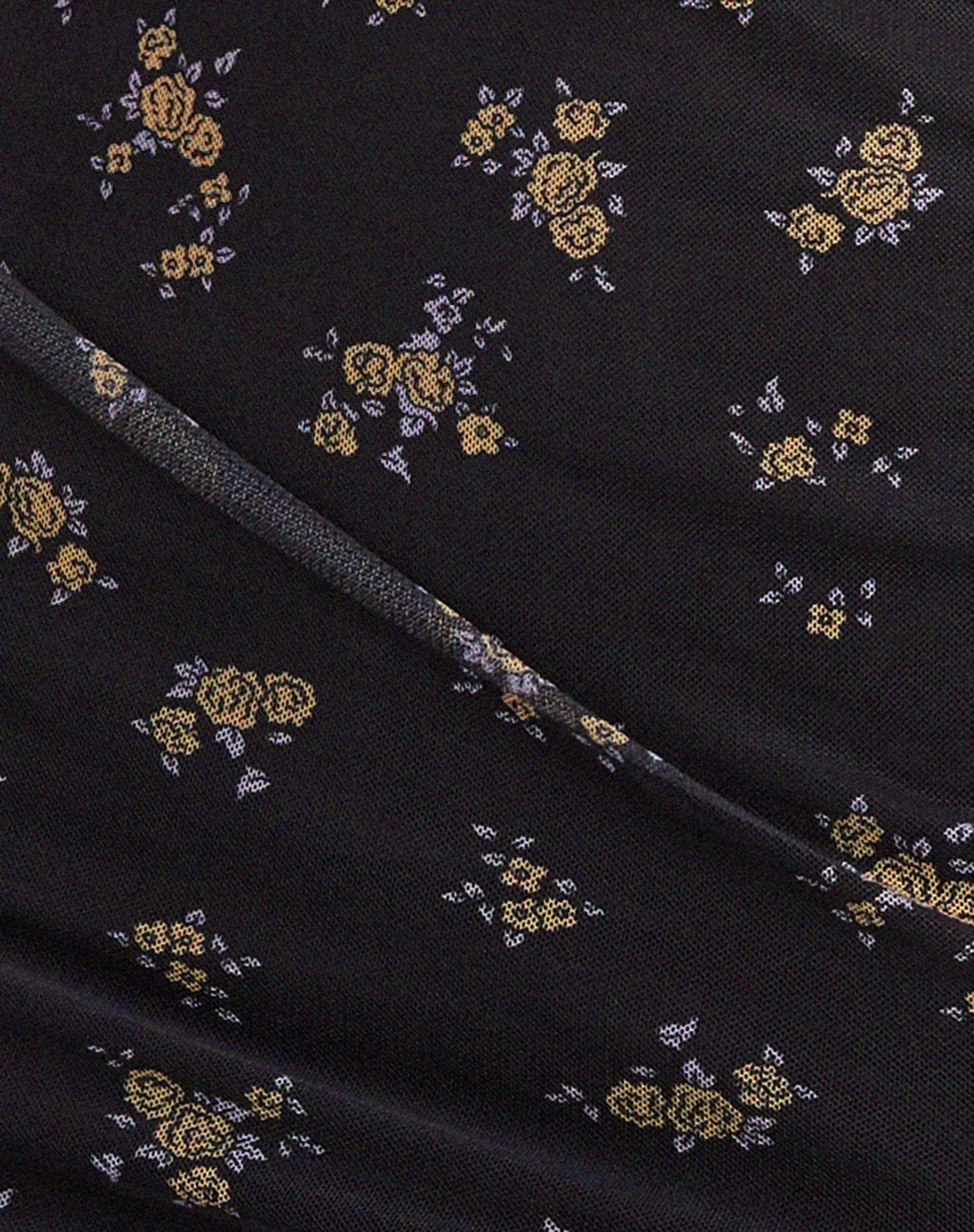 Yakinta Mini Dress in Femme Floral Black and Gold