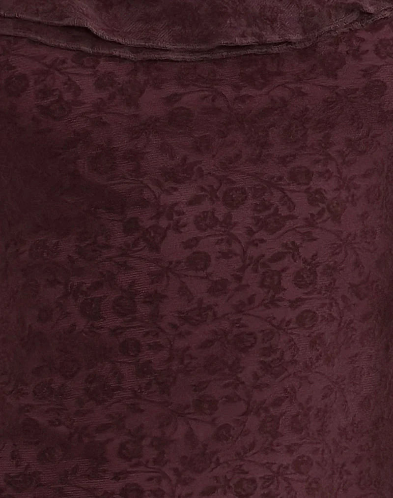 Rolita Mini Dress in Ditsy Flock Burnt Maroon