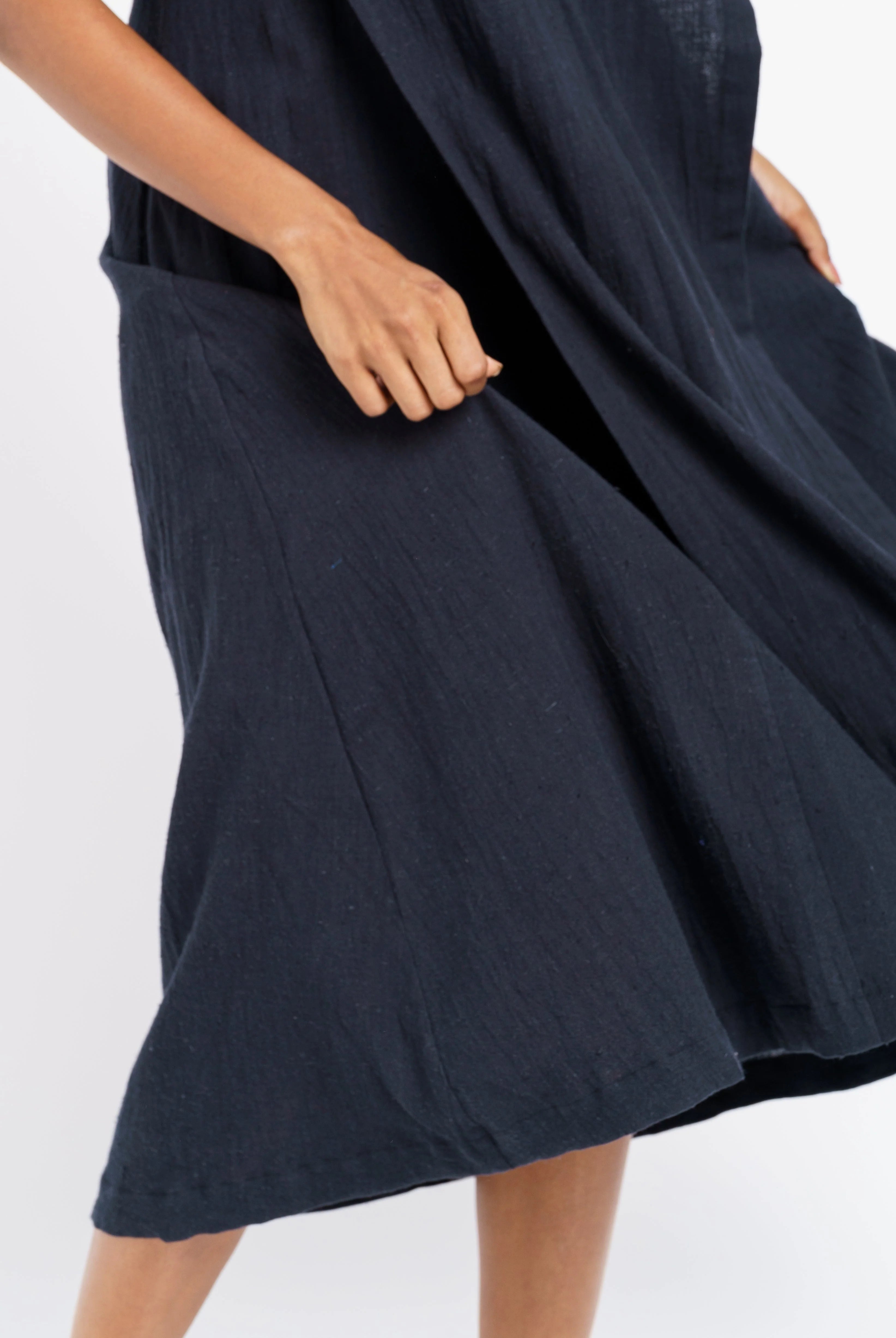 A Classic Ink Black Midi Dress