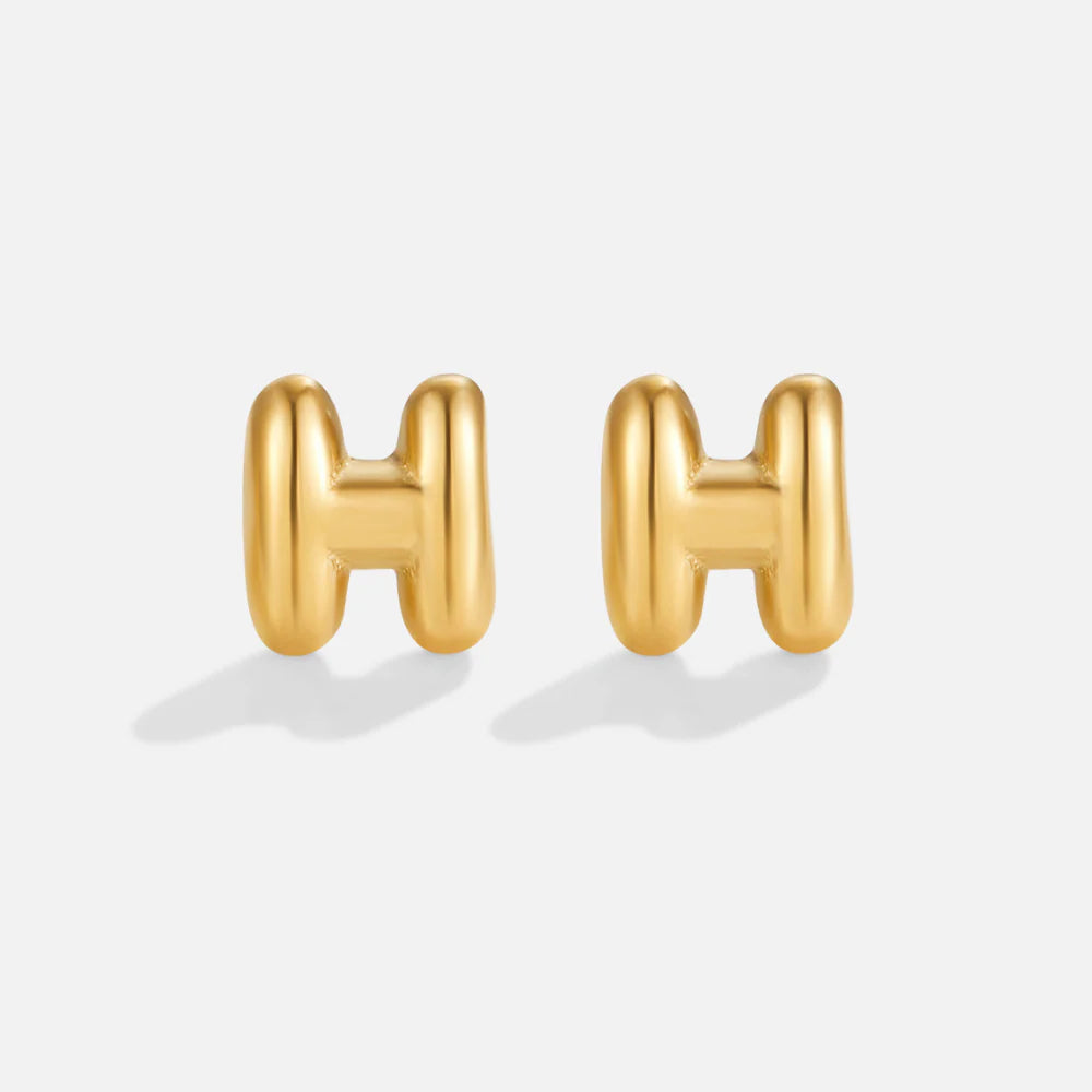 Vioraia Gold Bubble Letter Earrings