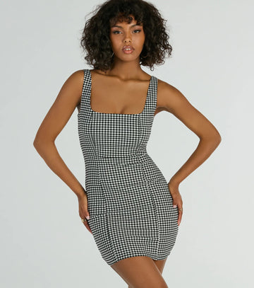 Sweeter Than Pie Scoop Neck Gingham Mini Dress