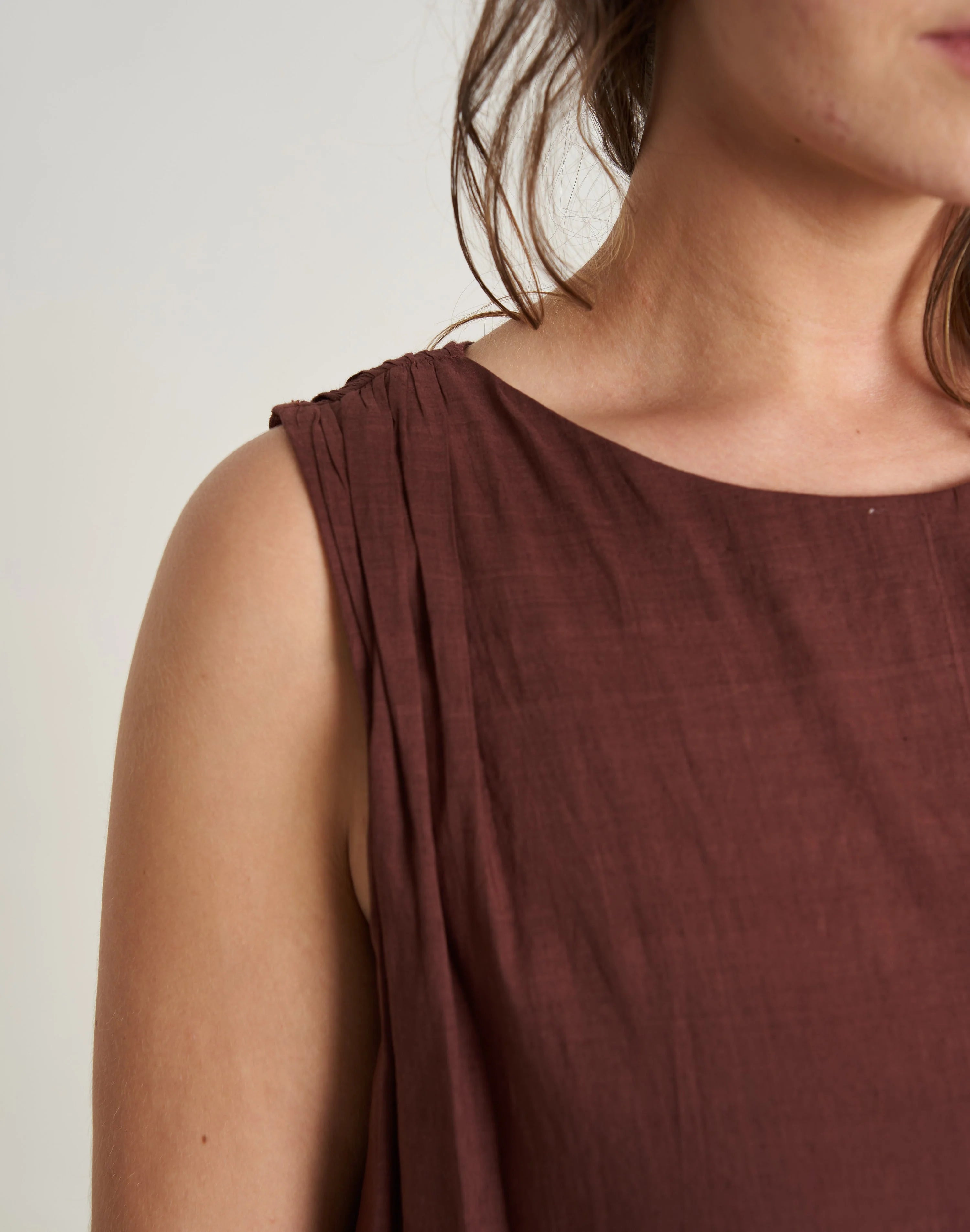 Cocoa Brown Pleated Twirl Dress