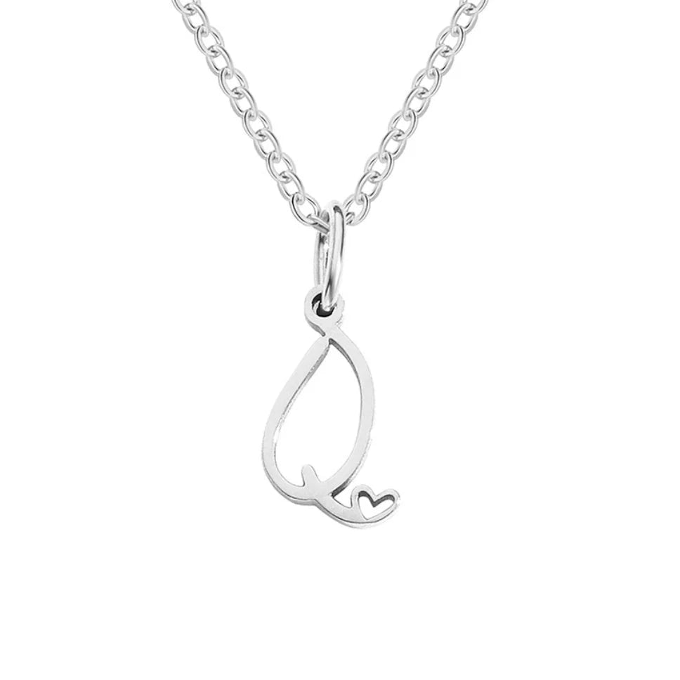 Vioraia Silver Letter Heart Necklace