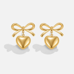 Vioraia Mary Bow Heart Drop Earrings