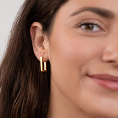 Vioraia Gold Rectangle Hoop Earrings