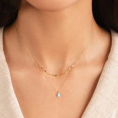 Vioraia Blue Opal Teardrop Layered Necklace