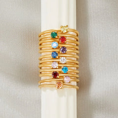 Vioraia Birthstone 18K Gold Rings