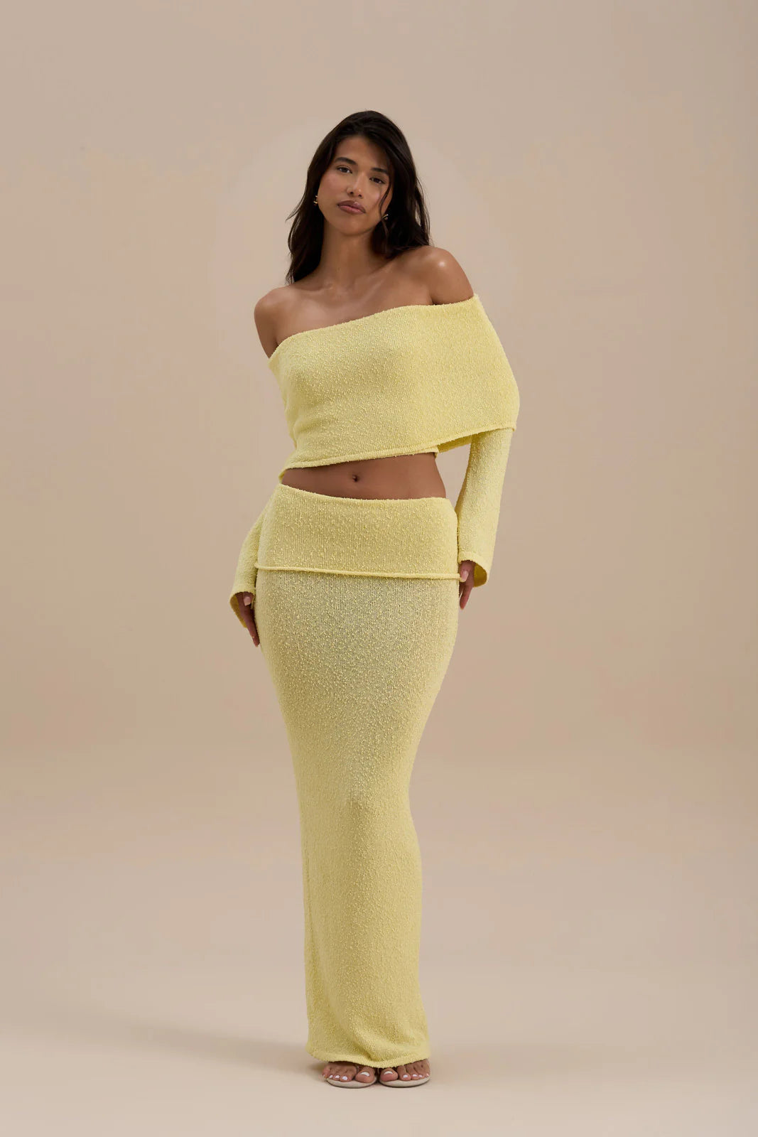 YASMIN BOUCLE KNIT CO-ORD | LEMON