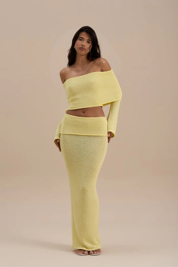 YASMIN BOUCLE KNIT CO-ORD | LEMON