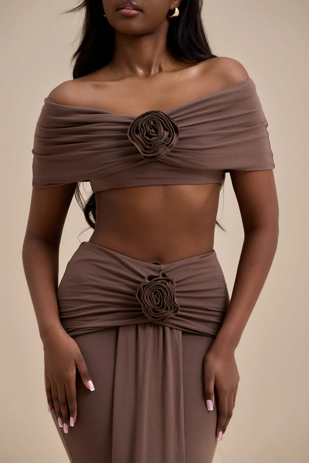 BELLE BARDOT CROP TOP | CHOC - SALE
